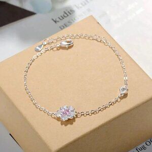 925 Sterling Silver Pink Cherry Blossom Bracelet